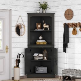 Tall Corner Cabinet with Doors for living room, bathroom,Dining Room or Kitchen,Black