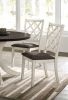 Antique White Solid wood Set of 2 Chairs Unique Design Back Kitchen Dining Room Breakfast Grey Cushion Seat Chair Fabric