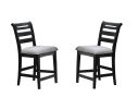 Modern 2pc Counter Height Dining Chairs Black Color Ladder Back Frame Upholstered Cushion Seat Solid wood Kitchen Dining Room
