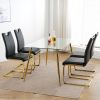 Modern Dining Chairs with Faux Leather Padded Seat Dining Living Room Chairs Upholstered Chair with gold Metal Legs Design for Kitchen, Living