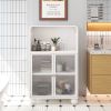 45.28" H Storage Cabinet, Bathroom Floor Cabinet with Glass Door and Shelves, Freestanding Display Storage Cabinet for Bathroom, Living Room, Kitchen