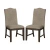 Transitional Set of 2 Side Chairs Espresso Warm Gray Nail heads Solid wood Chair Fabric Upholstered Padded Seat Kitchen Rustic Dining Room Furniture