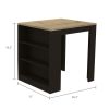 Kitchen Island Table, Two Legs, Three Side Shelves, Black / Pine