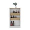 Kitchen Island 41" H, 2 Bottle Organizer and Shelf, White / Macadamia