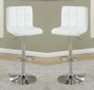 White Faux Leather Bar Stool Counter Height Chairs Set of 2 Adjustable Height Kitchen Island Stools Modern