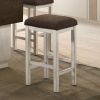 Antique White Finish Solid wood Farmhouse Design Kitchen 2pc Stools Dark Brown Chairs Linen-like Upholstered Seat Dining Room