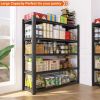 83.86 Inches Wide Black Metal Shelves, with 5 Removable Dividers, Large Capacity, Strong Load Bearing, Suitable for Garage