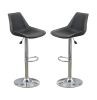 Dining Kitchen Adjustable Bar stool Chair Ebony Color Wax Polyurethane Leather Chrome Base Modern Set of 2 Chairs / Bar Stool