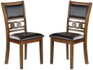 Dining Room Furniture Walnut Finish Set of 2 Side Chairs Cushion Seats Unique Back Kitchen Breakfast Chairs