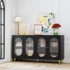 Modern Accent Sideboard Cabinet with Acrylic Doors, Freestanding Storage Cupboard Console Table for Kitchen Dining Living Room Hallway Office, Black