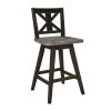 Counter Height Chairs Set of 2, Black X-Back 360-degree Swivel Chair Solid Rubberwood Kitchen Dining Furniture