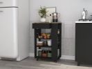 Black Wengue and Light Oak 5-Shelf 1-Drawer Kitchen Cart