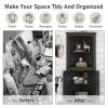 Tall Corner Cabinet with Doors for living room, bathroom,Dining Room or Kitchen,Black