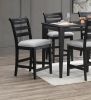 Modern 2pc Counter Height Dining Chairs Black Color Ladder Back Frame Upholstered Cushion Seat Solid wood Kitchen Dining Room