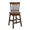 Dark Brown Finish Swivel Counter Height Chairs Set of 2 Wooden Classic Dining Kitchen Furniture Upholstered Seat