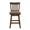 Dark Brown Finish Swivel Counter Height Chairs Set of 2 Wooden Classic Dining Kitchen Furniture Upholstered Seat
