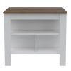 Cala Kitchen Island; Four Legs; Three Shelves -White / Walnut