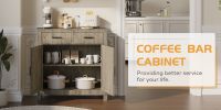 Kitchen Storage Cabinet, Modern Farmhouse Buffet Cabinet with Storage, Coffee Bar with 2 Drawers and 2 Doors, Floor Sideboard Buffet for Living Room