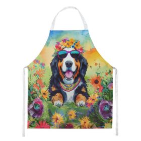 Bernese Mountain Dog Hippie Dawg Apron Cooking Kitchen Server Baking Crafts Gardening for Adult Women Men, Unisex, Large, Multicolor (Default: Default)