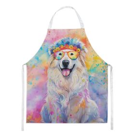 Great Pyrenees Hippie Dawg Apron Cooking Kitchen Server Baking Crafts Gardening for Adult Women Men, Unisex, Large, Multicolor (Default: Default)