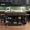 53 inch Large Kitchen Island with Drop Leaf,Power Outlet,Door Internal Storage Rack