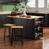 53 inch Large Kitchen Island with Drop Leaf,Power Outlet,Door Internal Storage Rack